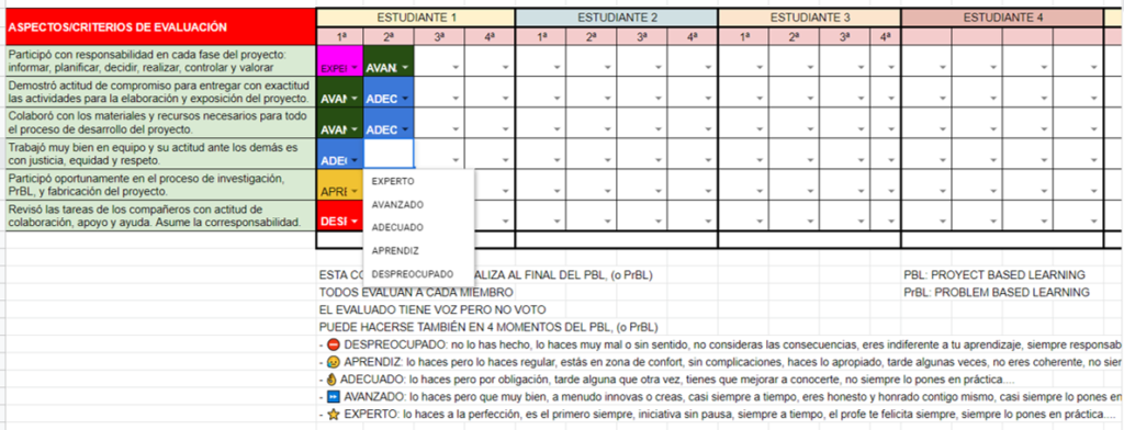 Coevaluación de un proyecto